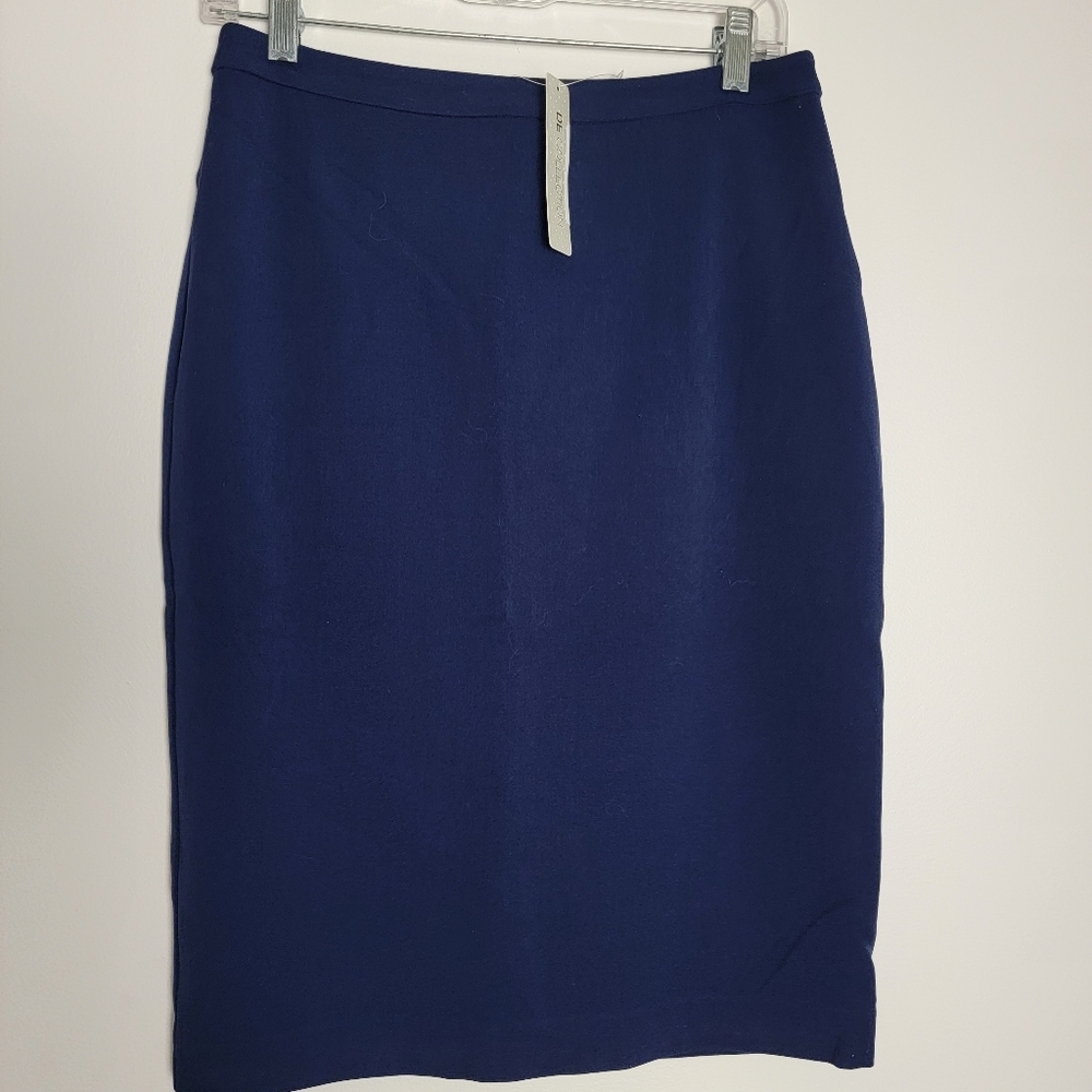 DownEast Sign Here Navy Blue Skirt Knee-Length Work Business Classic Small